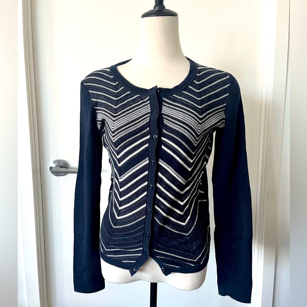 EUC Tommy Hilfiger Mixed Strip Cardigan Sweater - Picture 1 of 4